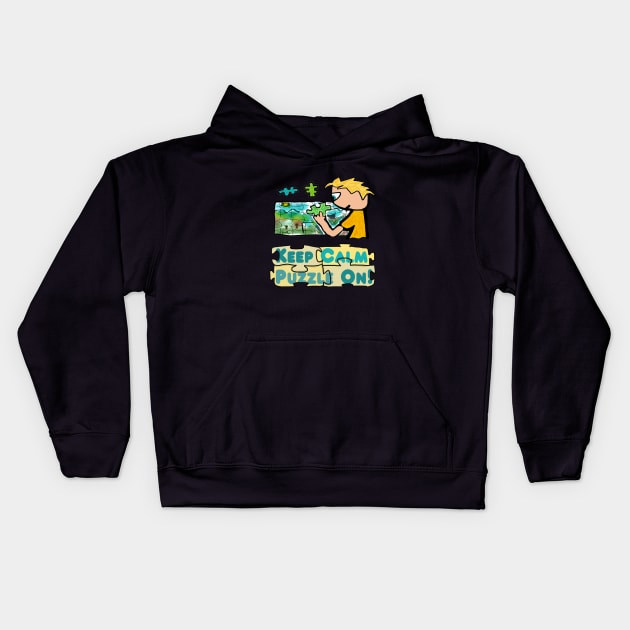 Keep Calm Jigsaw Puzzle Kids Hoodie by Mark Ewbie